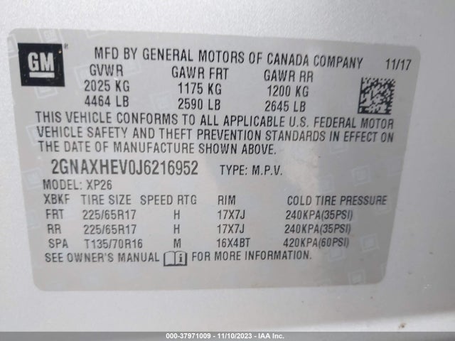 Chevrolet EQUINOX LS 2018 2GNAXHEV0J6216952 Image 9