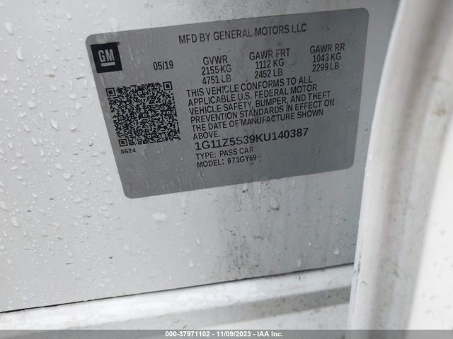Chevrolet IMPALA LT 2019 1G11Z5S39KU140387 Image 9