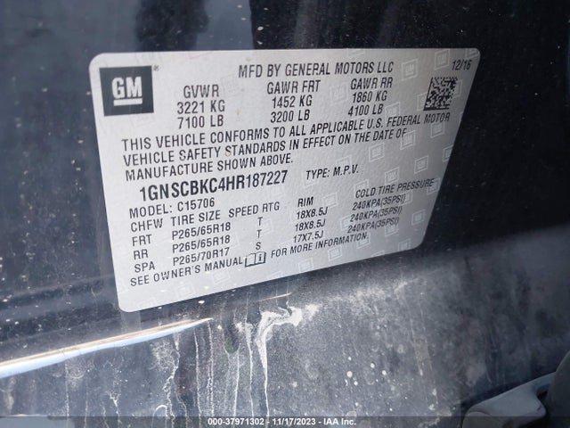 Chevrolet l83 - sidi: spark ignited direct injection, vvt: variable valve timing, afm, e85 max, alum 2017 1GNSCBKC4HR187227 Image 9