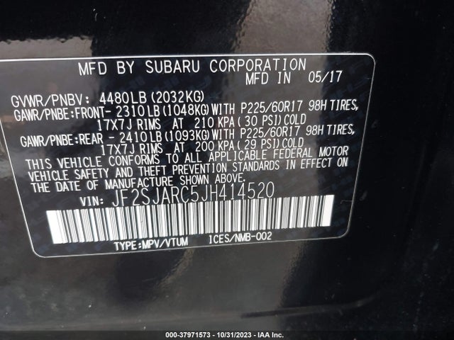 Продажа на аукционе авто 2018 Subaru Forester 2.5i Limited, vin: JF2SJARC5JH414520, номер лота: 37971573