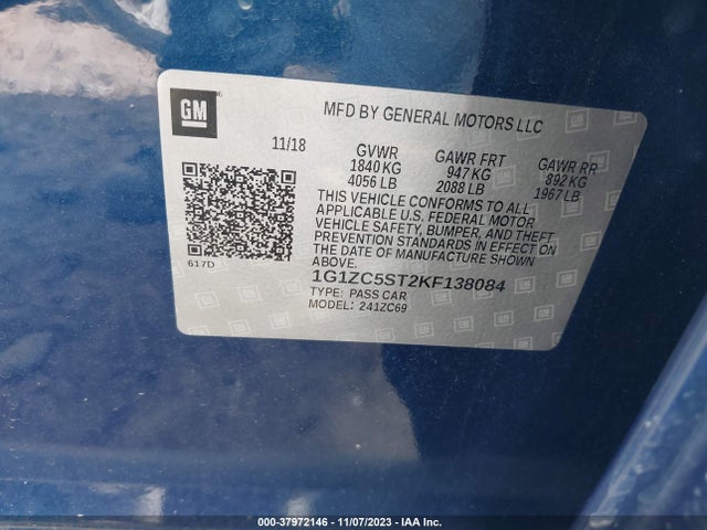 Chevrolet Malibu 1fl 2019 1G1ZC5ST2KF138084 Image 9