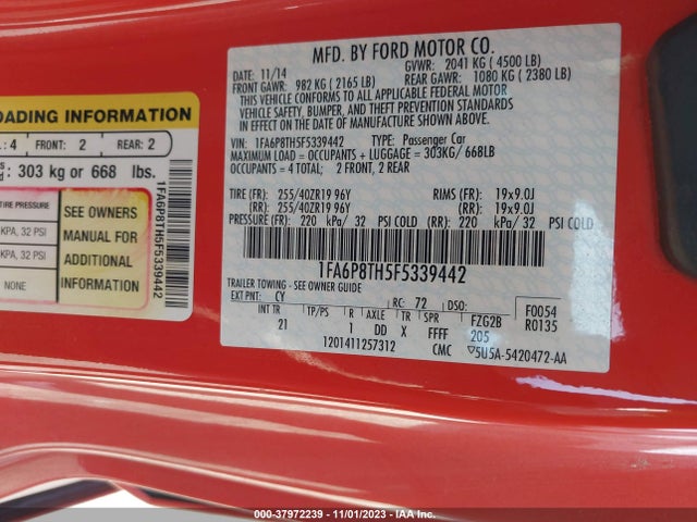 Ford Mustang Ecoboost 2015 1FA6P8TH5F5339442 Image 9