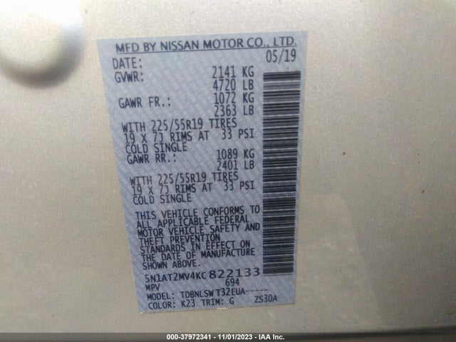 Nissan Rogue Sl 2019 5N1AT2MV4KC822133 Image 9