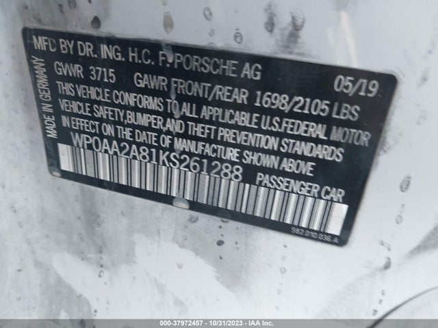 2019 PORSCHE 718 CAYMAN WP0AA2A81KS261288 Photo 8