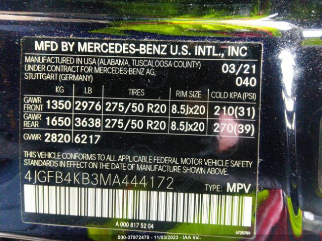 4JGFB4KB3MA444172 Mercedes-Benz Gle Gle 350