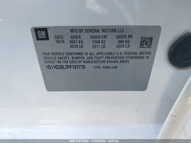 Chevrolet MALIBU 1LT 2015 1G11C5SL7FF197778 Image 9