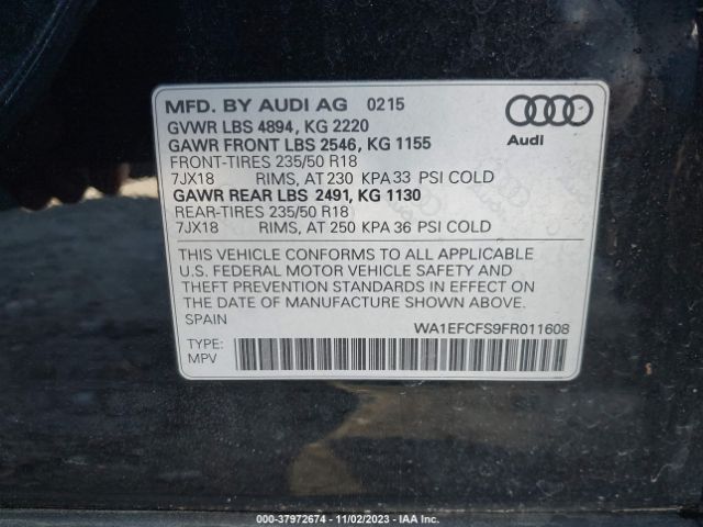 WA1EFCFS9FR011608 Audi Q3 2.0t Premium Plus