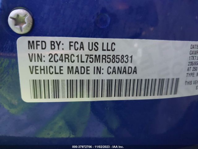 2C4RC1L75MR585831 Chrysler Pacifica Hybrid Touring L