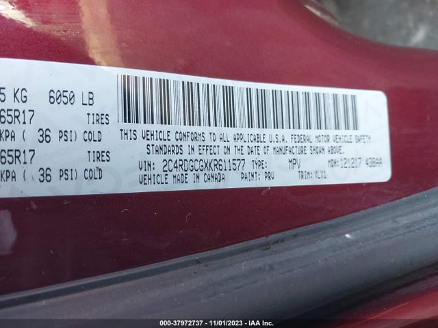 Dodge Grand Caravan Sxt 2019 2C4RDGCGXKR611577 Image 9