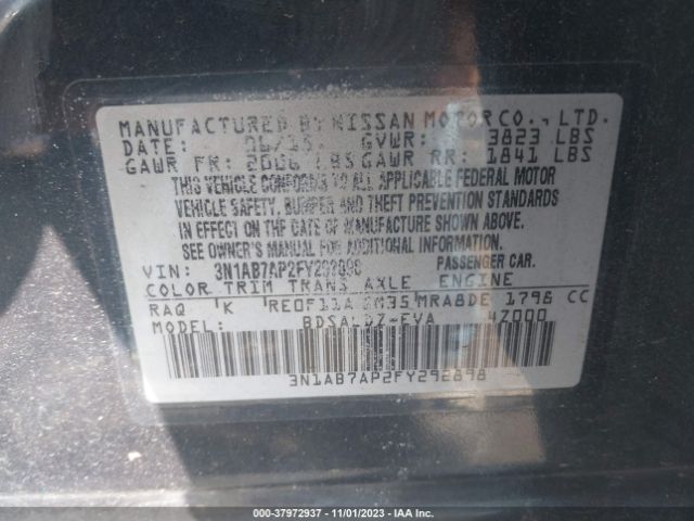 3N1AB7AP2FY292898 Nissan Sentra Sr/sl/s/sv/fe+ S