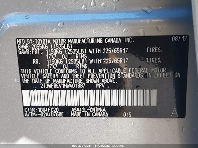 Toyota Rav4 Xle 2017 2T3WFREV1HW401887 Image 9