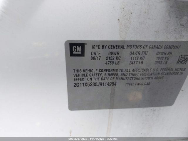 2G11X5S35J9114984 Chevrolet Impala 1fl