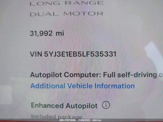 Tesla Model 3 Long Range Dual Motor 2020 5YJ3E1EB5LF535331 Image 9