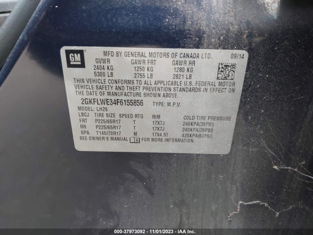 GMC Terrain Sle-2 2015 2GKFLWE34F6155856 Image 9