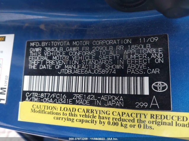 2010 TOYOTA COROLLA LE VIN: JTDBU4EE6AJ058974