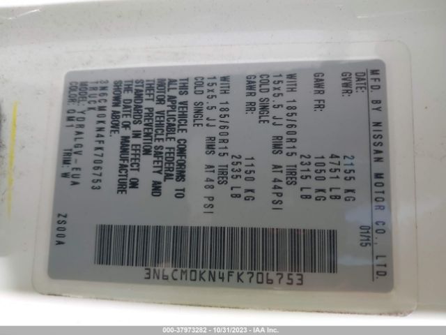 3N6CM0KN4FK706753 Nissan NV200 SV