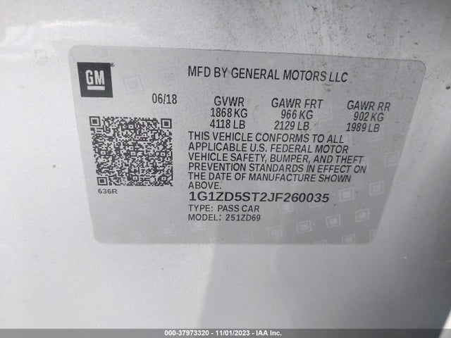 Chevrolet MALIBU LT 2018 1G1ZD5ST2JF260035 Image 9