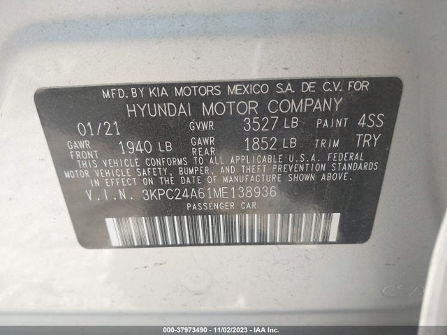 Hyundai ACCENT SE 2021 3KPC24A61ME138936 Image 9