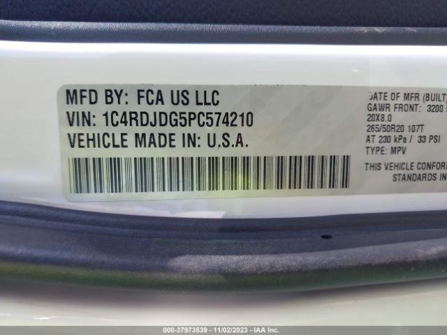 1C4RDJDG5PC574210 Dodge Durango Gt Plus