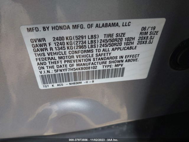 5FNYF7H54KB008102 Honda Passport Ex-l