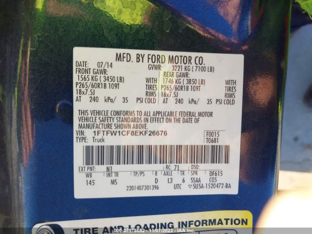 1FTFW1CF8EKF26676 Ford F-150 Xl/stx/xlt/fx2/lariat