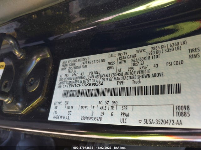 Ford F-150 Xlt 2019 1FTEW1CP7KKE90284 Image 9