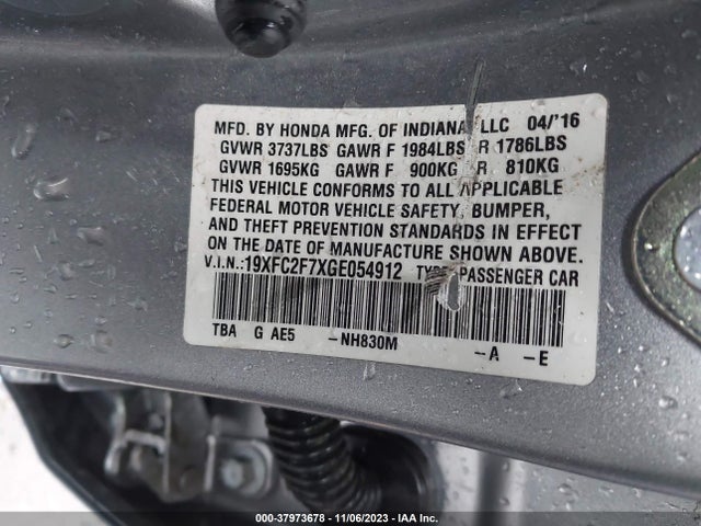 Honda CIVIC EX 2016 19XFC2F7XGE054912 Image 9