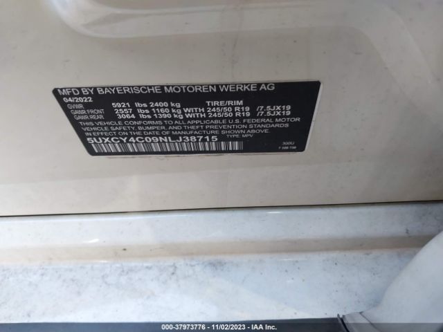 5UXCY6C01N9J52245 BMW X6 Xdrive40i