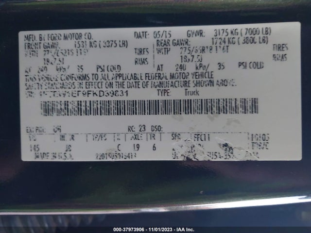 Ford F-150 Xlt 2015 1FTEW1EF9FKD39831 Image 9