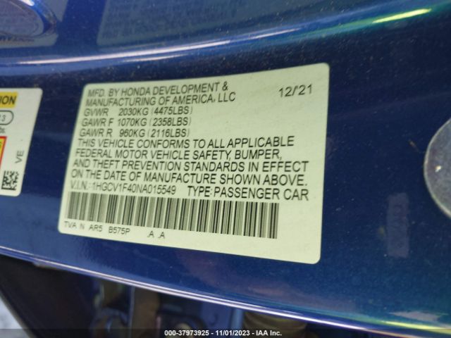 1HGCV1F40NA015549 Honda Accord Sport Special Edition