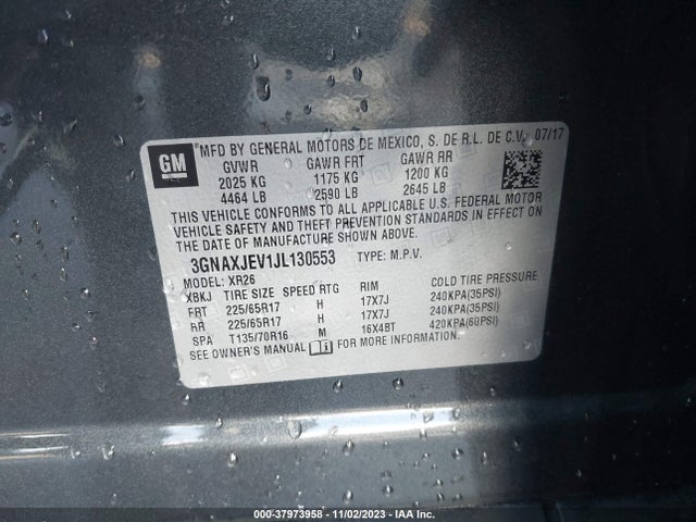Chevrolet EQUINOX LT 2018 3GNAXJEV1JL130553 Image 9