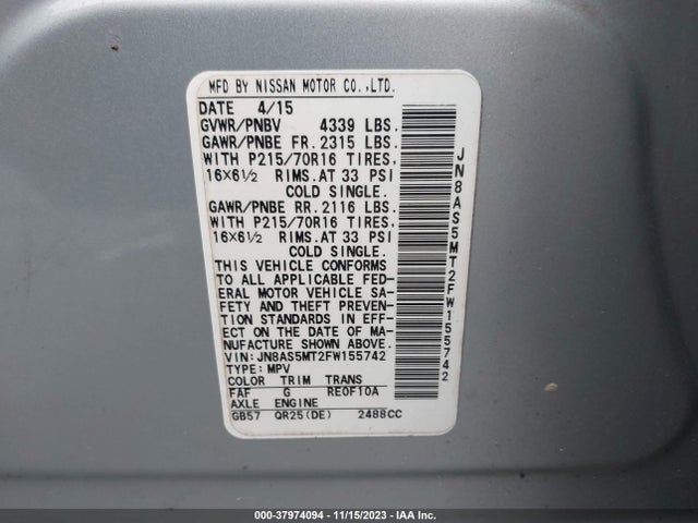 Nissan Rogue Select S 2015 JN8AS5MT2FW155742 Image 9