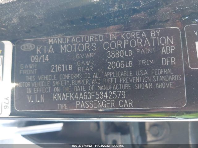KNAFK4A63F5342579 KIA FORTE LX