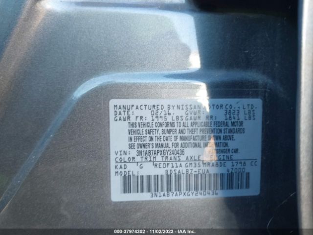 3N1AB7APXGY240436 Nissan Sentra Sr/sl/s/sv/fe+ S