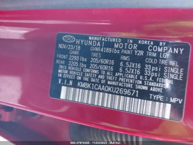 KM8K1CAA0KU269671 Hyundai Kona Se