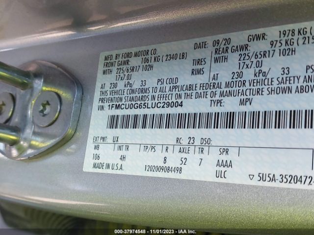 1FMCU0G65LUC29004 Ford ESCAPE SE
