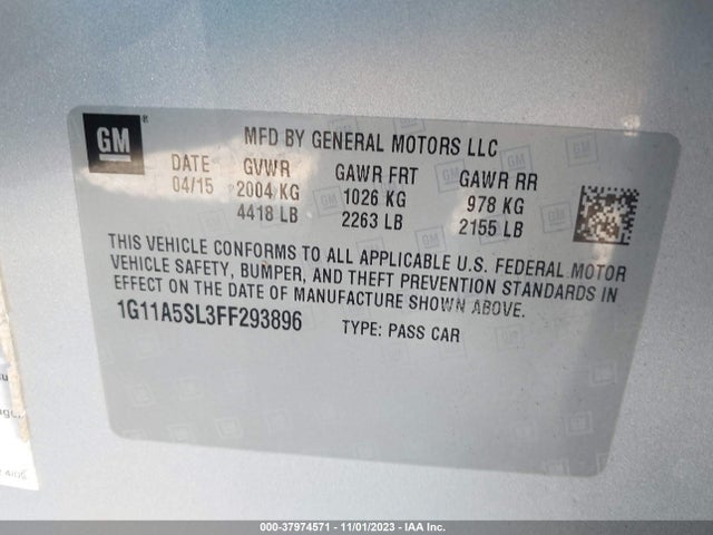 Chevrolet Malibu 1fl 2015 1G11A5SL3FF293896 Image 9