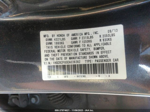 1HGCR2F85EA036362 Honda Accord Sedan Ex-l