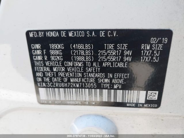 3CZRU6H72KM713055 Honda Hr-v Ex-l