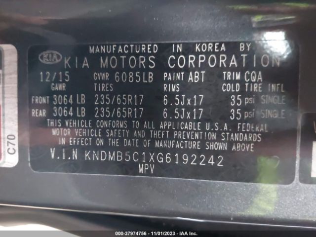 KNDMB5C1XG6192242 KIA SEDONA LX