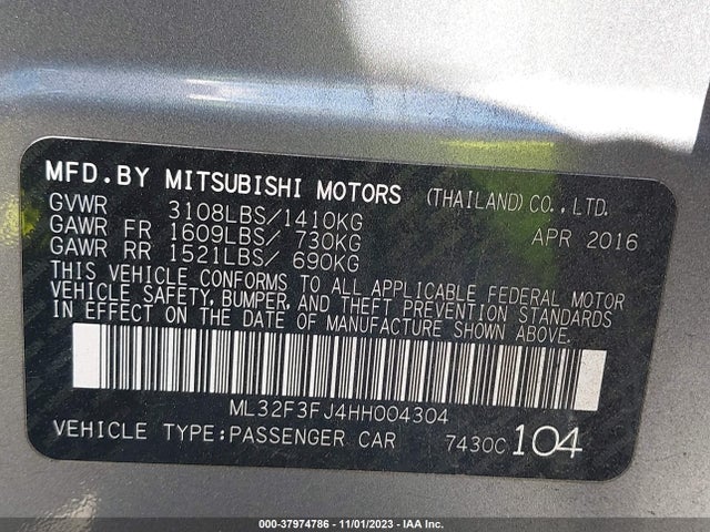 ML32F3FJ4HH004304 Mitsubishi Mirage G4 Es