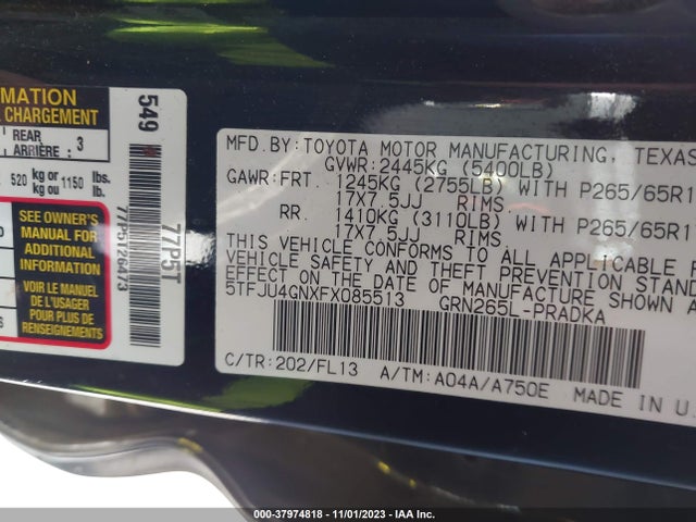 Toyota Tacoma Prerunner 2015 5TFJU4GNXFX085513 Image 9