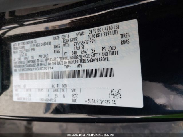 1FMCU9GX1GUC36714 Ford ESCAPE SE