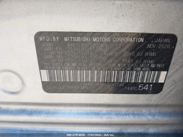 2020 MITSUBISHI OUTLANDER ES 2.4 VIN: JA4AD2A36LZ047282