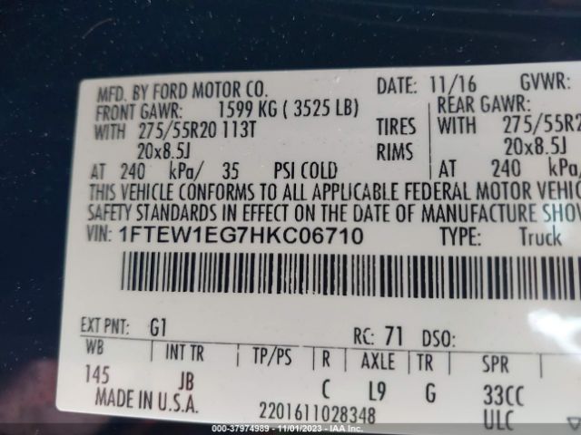 1FTEW1EG7HKC06710 Ford F-150 Xlt