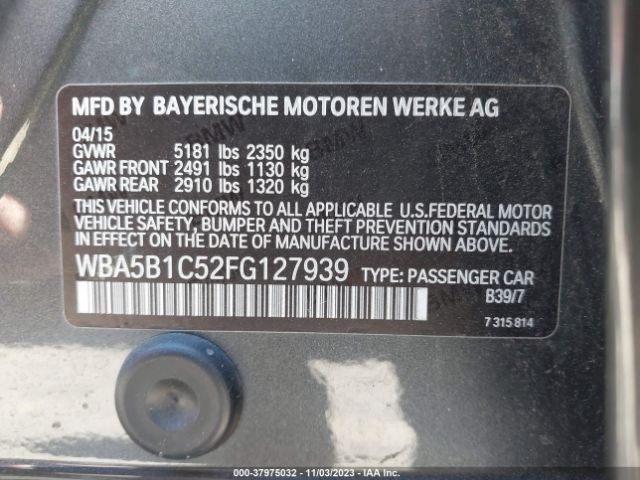 WBA5B1C52FG127939 BMW 5 Series 535i
