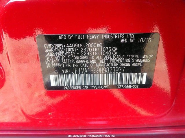 Subaru WRX 2017 JF1VA1B69H9823937 Image 9