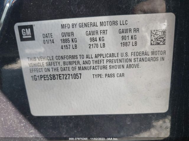 1G1PE5SB7E7271057 Chevrolet Cruze 2lt Auto