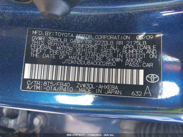 2010 TOYOTA PRIUS JTDKN3DU8A0002850 Photo 8