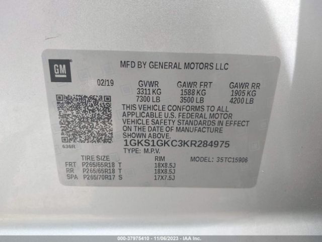 1GKS1GKC3KR284975 GMC Yukon Xl Slt
